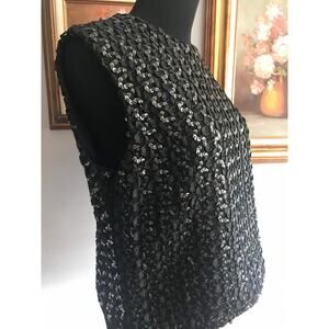 Vintage Sequin Black Sleeveless Top